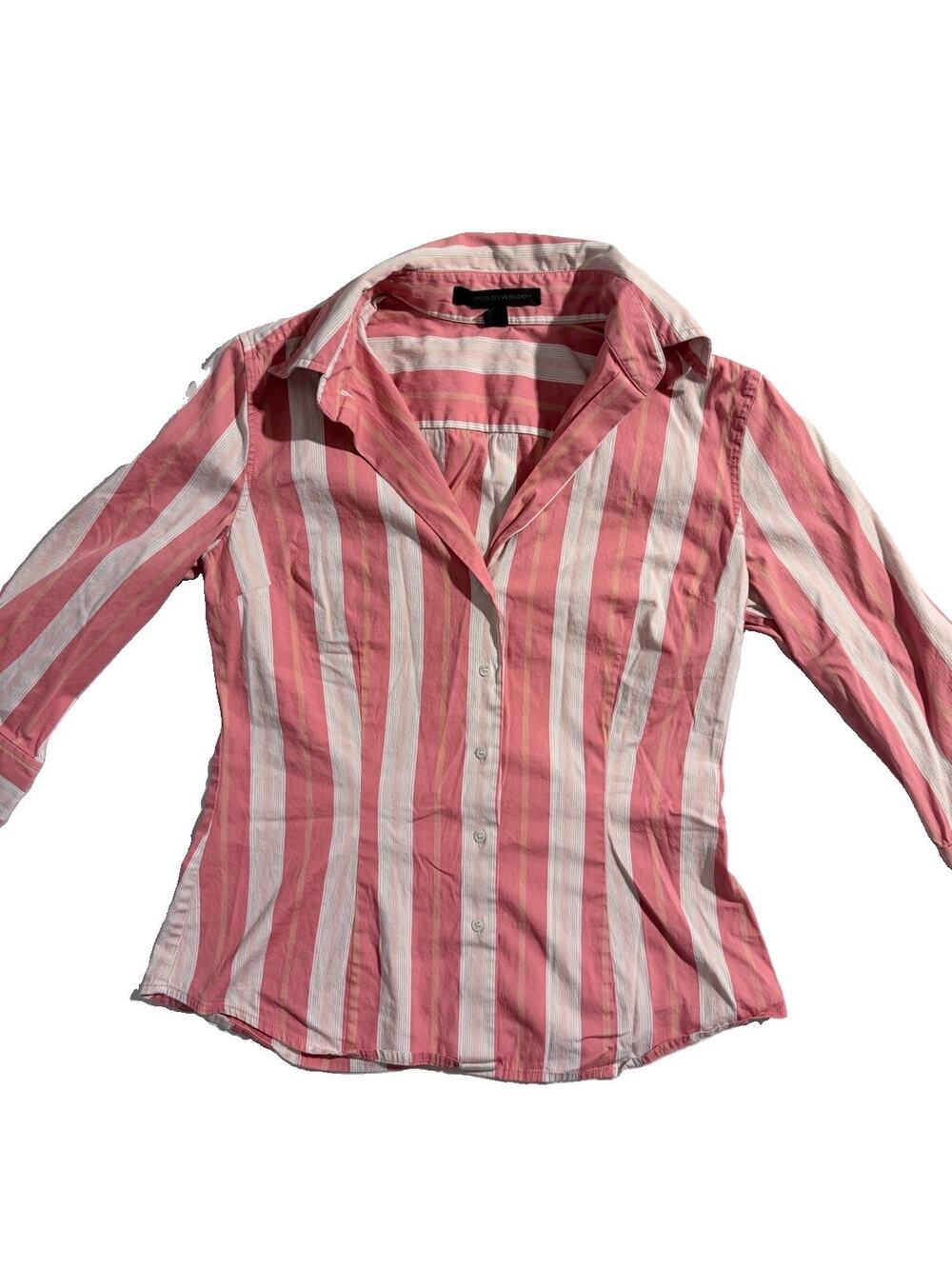 Express Design Studio Shirt Medium Pink Striped Stretch Button Up Y2K Fitted